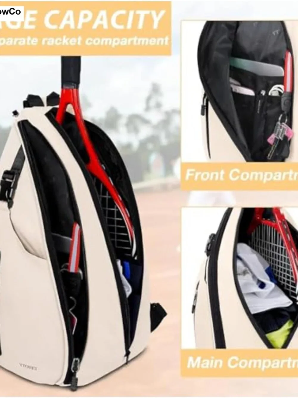 Tennis Sling Backpack Crossbody Bag with Adjustable Strap for Men Women